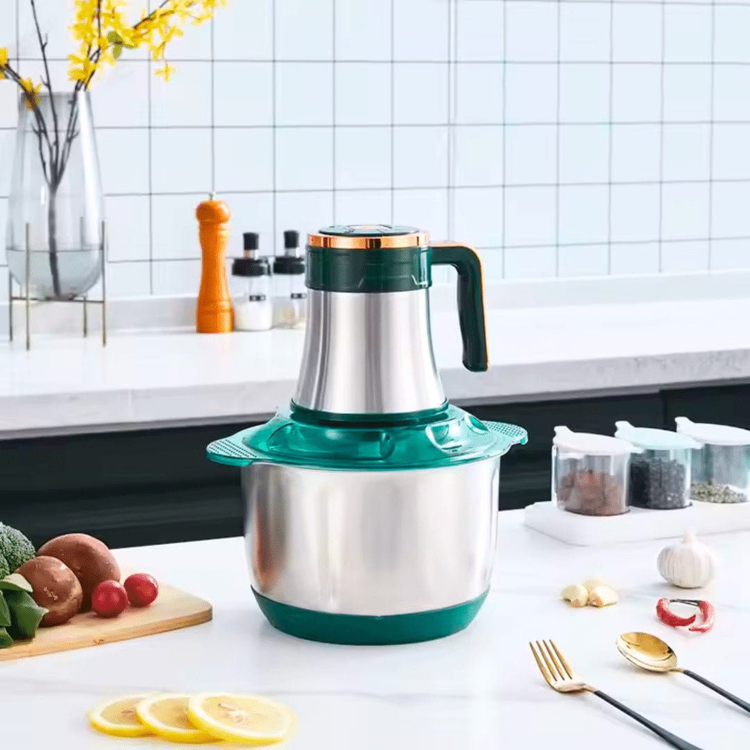 Swiss Line Picadora Eléctrica – Bol Acero Inoxidable + Bol de vidrio 3 Litros/ 1200w 2 velocidades.