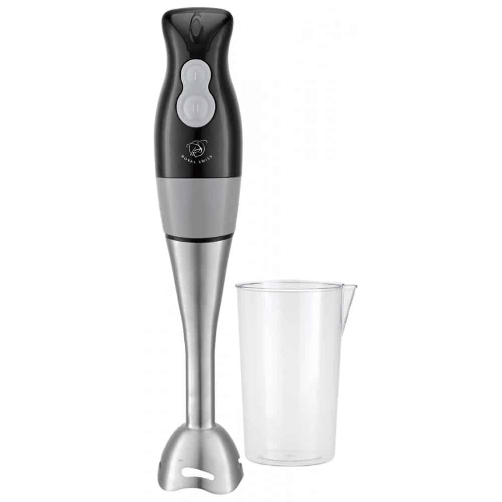 Batidor Emulsionador con Vaso 300W Royal Swiss – Hojas de acero inoxidable – 2 velocidades- Mango ergonómico
