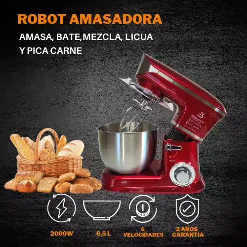 Robot Amasadora batidora Eisenbach 6.5 litros/2000w