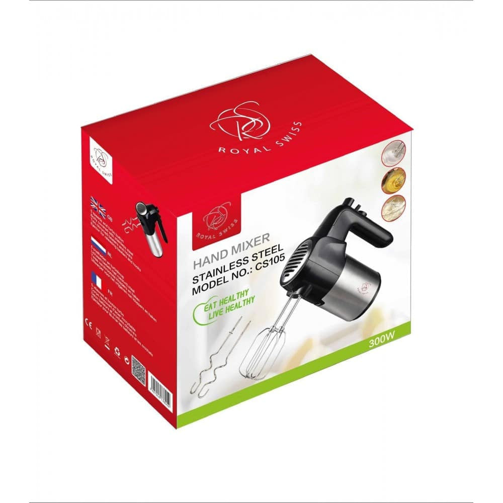 Batidora amasadora 300W de mano – Acero Inoxidable – 5 niveles de velocidad – batidores ganchos amasadoras