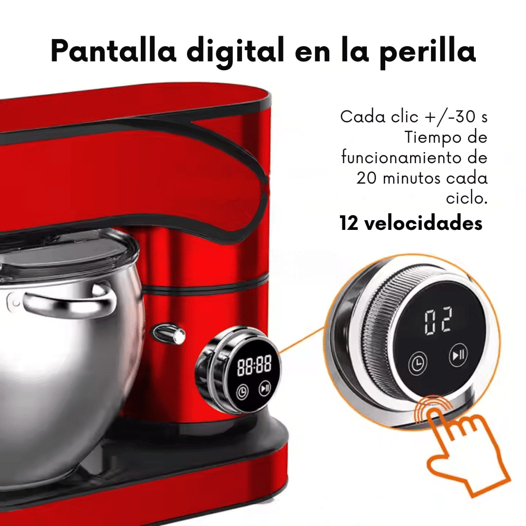 Amasadora Batidora Eisenbach 12 L – 12 Velocidades, Pantalla Táctil led, bol de 12L acero inoxidable, Potente Motor 2800W y Accesorios Incluidos.