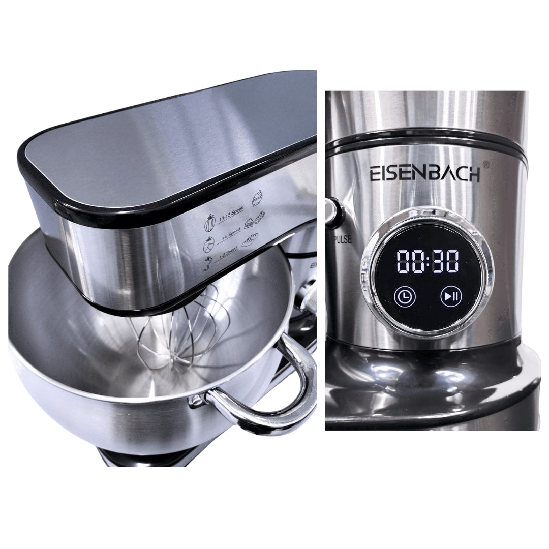 Amasadora Batidora Eisenbach 12 L – 12 Velocidades, Pantalla Táctil led, bol de 12L acero inoxidable, Potente Motor 2800W y Accesorios Incluidos.