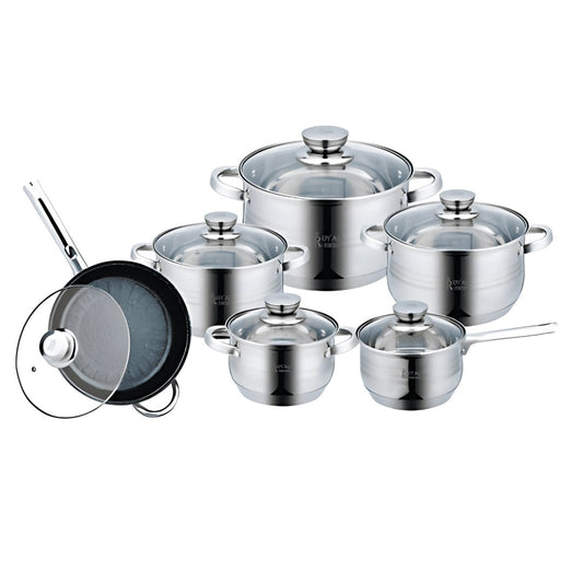 Bateria de cocina de acero inoxidable 18/10 de 12 piezas Royal Swiss - Todo tipo de cocina