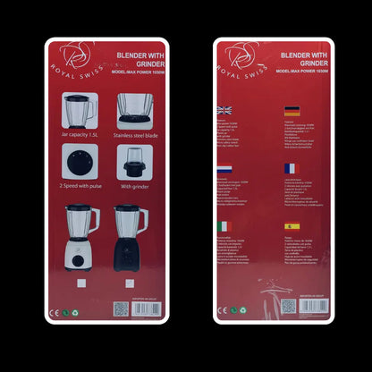 Licuadora con molinillo Royal Swiss con base de plastico 1030w de potencia