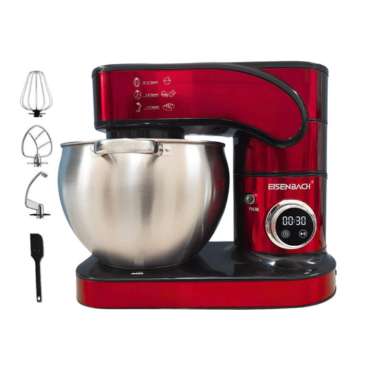 Amasadora Batidora Eisenbach 12 L – 12 Velocidades, Pantalla Táctil led, bol de 12L acero inoxidable, Potente Motor 2800W y Accesorios Incluidos.