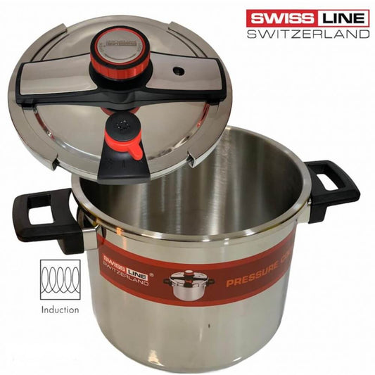 Olla a Presión 6 litros SWISS LINE Acero inoxidable apertura fácil y segura con válvulas de seguridad. Diámetro 24cm