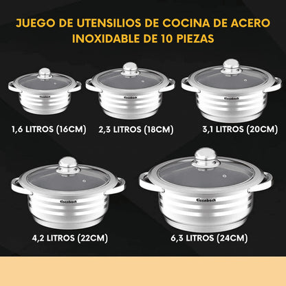 Juego de Ollas de acero inoxidable de 5 piezas