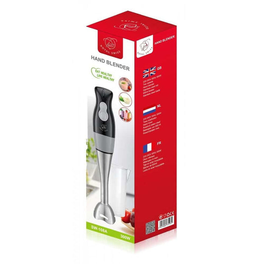 Batidor Emulsionador con Vaso 300W Royal Swiss – Hojas de acero inoxidable – 2 velocidades- Mango ergonómico
