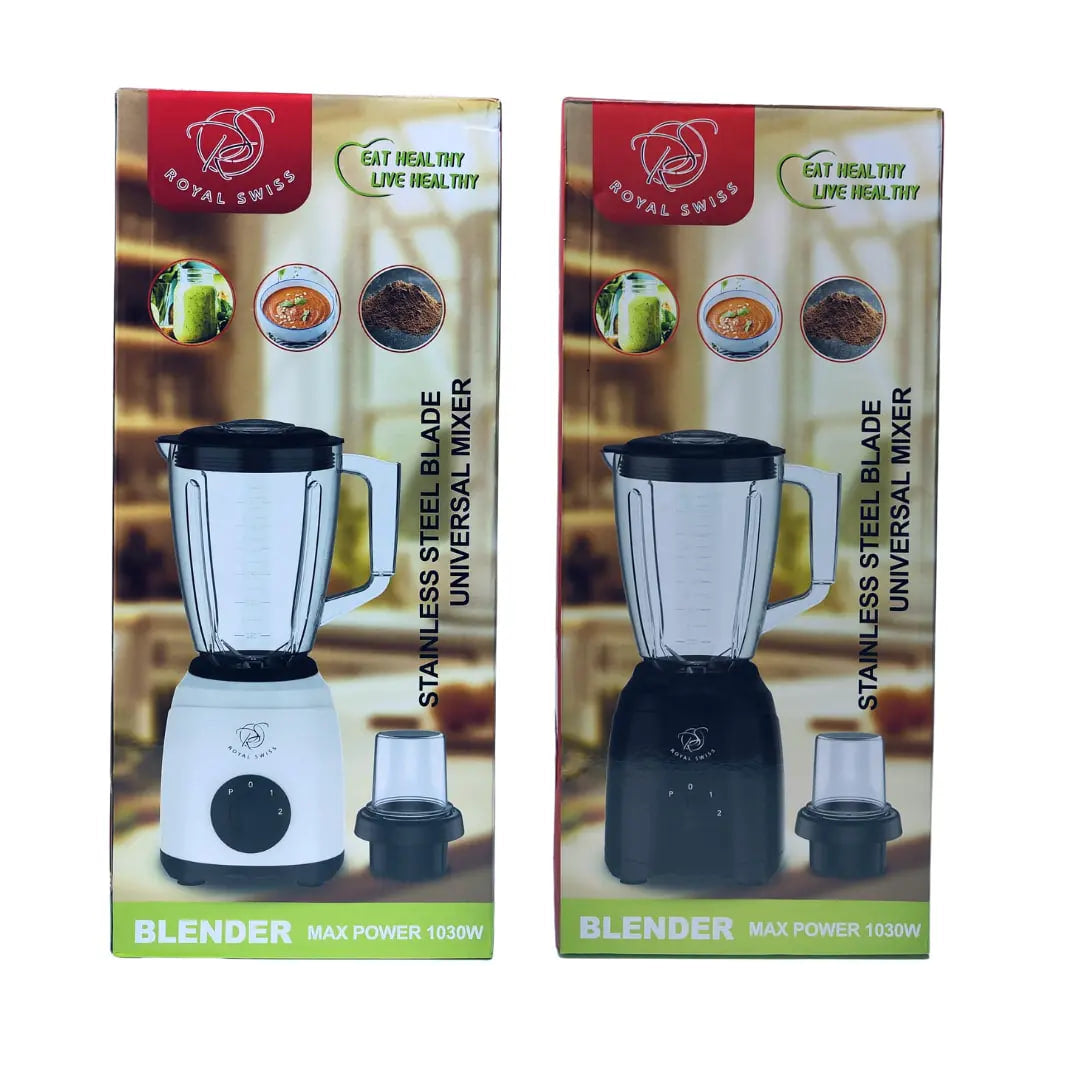 Licuadora con molinillo Royal Swiss con base de plastico 1030w de potencia