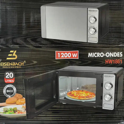 Horno Microondas 20 Litros / 1200w Diseño Espejo, Descongelación, Temporizador Ajustable – Eisenbach
