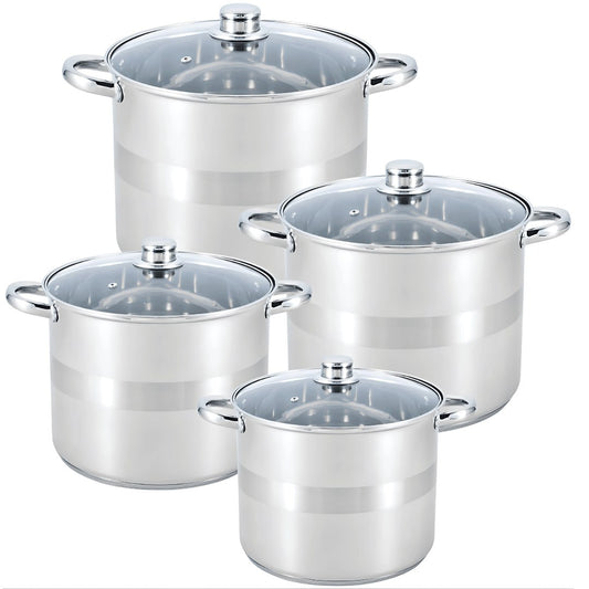 Juego de 4 Ollas Alta de Acero Inoxidable 6L/8L/10L /12L